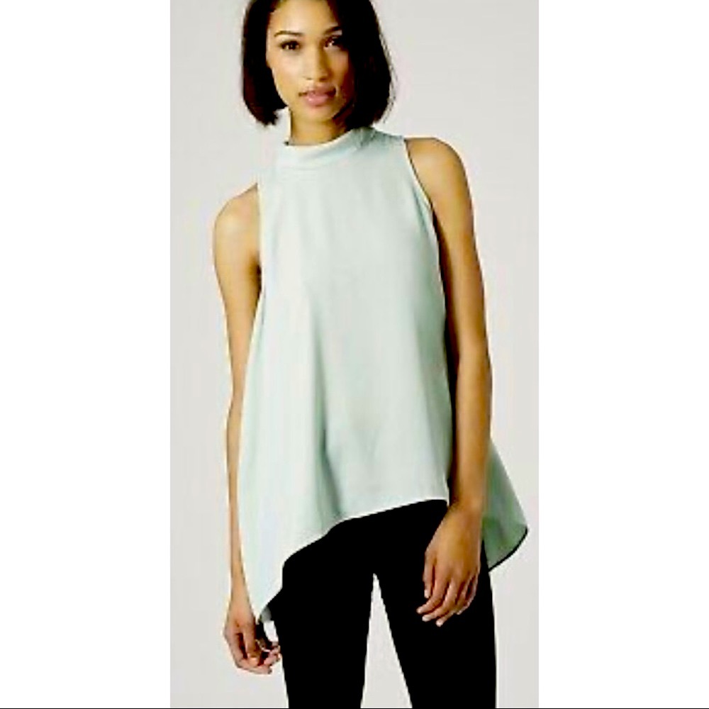 Topshop Sleeveless Mint Green Mockneck Top